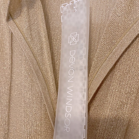 Long gold sparkle stretchy long sleeve tie waist. - Picture 4 of 4
